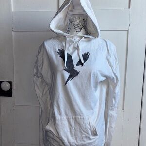 American Eagle White Hoodie Bird Logo Front Pouch Pocket Size Small